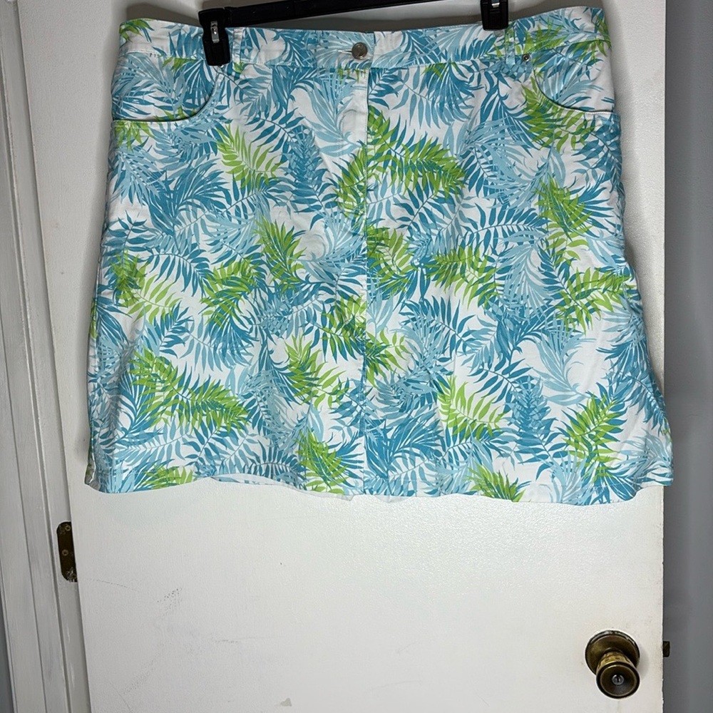 Hearts of Palm A-Line Mini Skort Blue Green Resort Wear